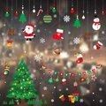 Detailed Christmas window stickers set with Santa, snowman, and Xmas tree patterns - HYC-62-64