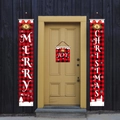 Christmas buffalo plaid porch banners featuring Merry Christmas and Joy signs decoration - Red Black Plaid Merry Christmas/Snowflake Style (002)