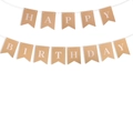 Brown kraft paper Happy Birthday bunting banner with white letters for party decor - Happy Birthday Letter Banner