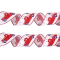 Patriotic USA Independence Day ribbon with red truck and flag patterns on white - White Truck / 2 Meters