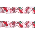Nastro natalizio da 6m con motivo di camion rosso e albero su tessuto bianco - Nastro Bianco Albero di Natale