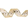Ruban de Noël beige avec étoiles dorées et notes de musique pour décoration DIY - Ruban Double Couche 5CM 200 Yards/Rouleau / Doré