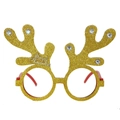 Weihnachtsbrille mit goldenen Rentiergeweihen und rotem Rahmen für Party-Fotos - Goldene Weihnachts-Rentier-Stil (金色带钻) / Gold