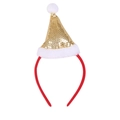 Serre-tête de Noël avec mini chapeau à paillettes rouges et pompon pour les fêtes - Doré