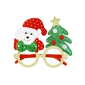 Weihnachtsparty Brille mit Goldglitzer Rahmen, weißem Bären und grünem Tannenbaum - Bären-Baum-Brille
