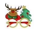 Christmas party glasses with gold glitter frame, reindeer plush and green xmas tree decor - Deer Tree Glasses