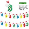 Detailed view of 3m Christmas paper bunting with snowman and reindeer sock designs - Christmas Colorful Socks Banner (HLSDLQ17-Color Socks)