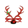 Sparkly red reindeer antler glasses frame with green leaf and berry Christmas party props - Reindeer Antler Red