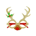 Christmas party glasses with golden glitter reindeer antlers and a red plush nose - Reindeer Antler Gold