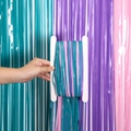 Macaron kleurige foliegordijnen in cyaan paars en roze voor verjaardagsfeest decoratie - Paars/Roze/Cyaan Patchwork / 1*2.5M