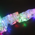 Nastro LED a doppio strato da 4M dorato per albero di Natale con stelle e note musicali - (Largo 5cm) 4m 40 LED Con Scatola Batteria / Argento Bronzato (Luce Colorata)