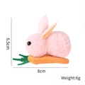 Mini fermaglio pasquale in peluche con coniglio rosa su carota, misura 6,5x8cm - Coniglietto Rosa Con Carota