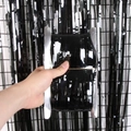 Glossy black tinsel foil fringe curtain on silver card for party backdrop decoration - 1*2.5M Black Fringe Curtain