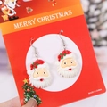 Orecchini pendenti con Babbo Natale e foglie di agrifoglio su cartoncino natalizio - Babbo Natale