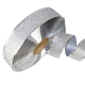 Sparkling silver glitter ribbon for Christmas decor on brown cardboard spool roll - 3.8cm Silver Glitter Ribbon