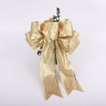 Lazo navideño dorado con purpurina y bordes metálicos para árbol y decoración party - 25cm Lazo Dorado