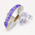 Nastro natalizio trasparente viola scuro da 2,5 cm con glitter argento e bordo metallico - Motivi a Stelle Magenta Con Polvere