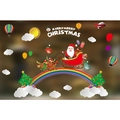 Weihnachtsfensterbilder mit Weihnachtsmann, Rentieren, Ballons und festlichem Baumdekor - Weihnachtsmann Rentier Regenbogen Stil (HYC-81)