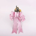 Fiocco di Natale rosa glitterato con mini albero per decorazioni e feste natalizie - 25cm Fiocco Rosa