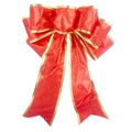 Fiocco natalizio rosso glitterato da 20cm con bordo dorato per albero di Natale - 14*20cm / Rosso con Bordo Dorato