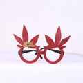 Sparkling red Christmas party glasses with Merry Christmas gold lettering and glitter - Red Leaf Glasses