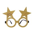 Sparkly gold Christmas star glasses frame with Merry Christmas text for party photos - Gold Star Glasses