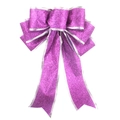20cm purple sequin Christmas bow decoration with silver edges for tree festive ornaments - 14*20cm / Purple