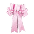 Pink glitter Christmas bow with silver trim and dual tails for festive tree decoration - 14*20cm / Pink