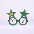 Sparkly green Christmas star glasses with golden Merry Christmas text for festive parties - Green Star Glasses
