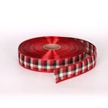 Klassisches rot-schwarzes Karo-Weihnachtsband auf Papierkern für die Baumdekoration - 2m Schottenkaro Band