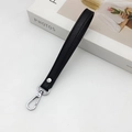 Cinturino da polso in pelle nera con motivo litchi e chiusura in metallo argentato - Cinturino Nero Fibbia Argento