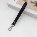 Cinturino da polso in pelle nera a grana litchi con moschettone girevole in metallo - Nero Fibbia Canna di Fucile