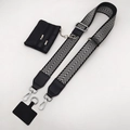 Adjustable black and white chevron wide bag strap with mini pouch and silver clips - Silver Arrow Black Pattern Silver Buckle Set