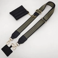 Adjustable wide embroidered shoulder strap with leather coin purse and phone connector - Gold Arrow Black Pattern Gold Buckle Set