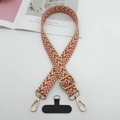 Colorful geometric woven shoulder strap for bags and phones with gold metal hooks - Orange Red White Gray Geometric Pattern (Style 2)
