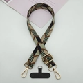Adjustable wide phone lanyard with geometric jacquard pattern and gold metal buckles - 款式一(带T型垫片)