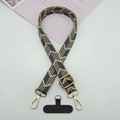 Adjustable geometric jacquard woven phone strap with gold lobster clasps and grey pattern - 款式二(带T型垫片)