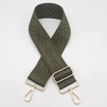 Adjustable 5cm wide jacquard canvas shoulder strap with gold hooks in olive green - Army Green
