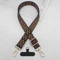 Correa de móvil ajustable con patrón jacquard geométrico negro y marrón y ganchos dorados - Geométrico Étnico Negro y Marrón (Estilo 3)