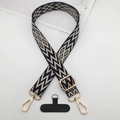 Cordón ajustable para móvil con diseño tejido en blanco y negro y ganchos dorados metálicos - Rombo de Onda Blanco y Negro (Estilo 4)