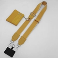 Detail view of ginger yellow crossbody phone strap with detachable mini coin purse and hooks - Yellow Strap Silver Hook And Yellow Pouch
