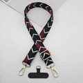 Adjustable geometric arrow patterned phone strap with gold metal carabiner and black patch - 款式七(带T型垫片)
