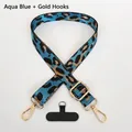 Cordón ajustable para móvil con estampado de leopardo azul aqua y gancho dorado - Azul Aguamarina (Gancho Dorado + Junta)