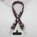 Detail of red and blue geometric jacquard phone strap with gold rotating metal hooks - 款式八(带T型垫片)