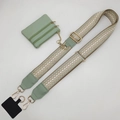 Sage green adjustable woven strap with matching mini coin purse and gold metal clips - Sage Green Strap and Sage Green Pouch