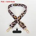 Cordón ajustable para móvil con estampado de leopardo rosa y ganchos dorados - Rosa (Gancho Dorado + Junta)