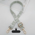 Adjustable green and white lightning jacquard phone strap with gold lobster clasps - Green and White Geometric Wave (Style 8)