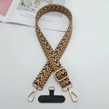 Détail de la bandoulière de téléphone jacquard tissée avec motif géométrique beige et marron - Vagues Géométriques Beige Brun Gris (Style 11)