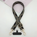 Detail of adjustable woven phone strap with geometric pattern and gold metal lobster clasps - 款式十(带T型垫片)