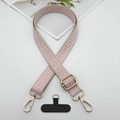 Pink and beige jacquard woven phone strap with gold metal hooks and adjustable buckle - Beige Edge Pink With T-Pad